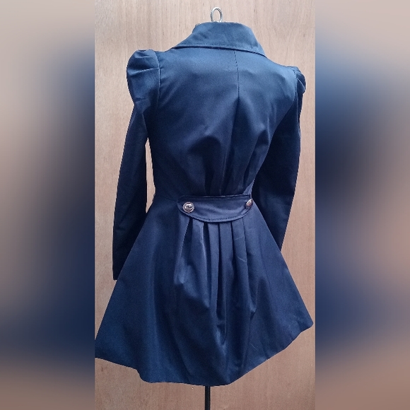 Vintage 1990's/00's Navy Blue Cinched Waist Rain Jacket Size Small - Picture 2 of 11